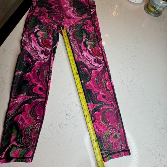 Fyounce Leggings Sz X-Large (10) Tie Dye Pink & Green Psychedelic Water Ripple - Picture 12 of 13
